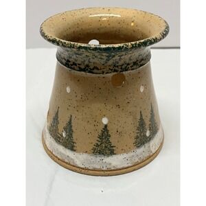 Vintage 1994 Three Rivers Pottery Candle Holder With Spongeware On Rim
